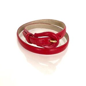 Vintage Liz Claiborne Thin Leather Belt Red VTG 80’s 90”s Women’s Size Small